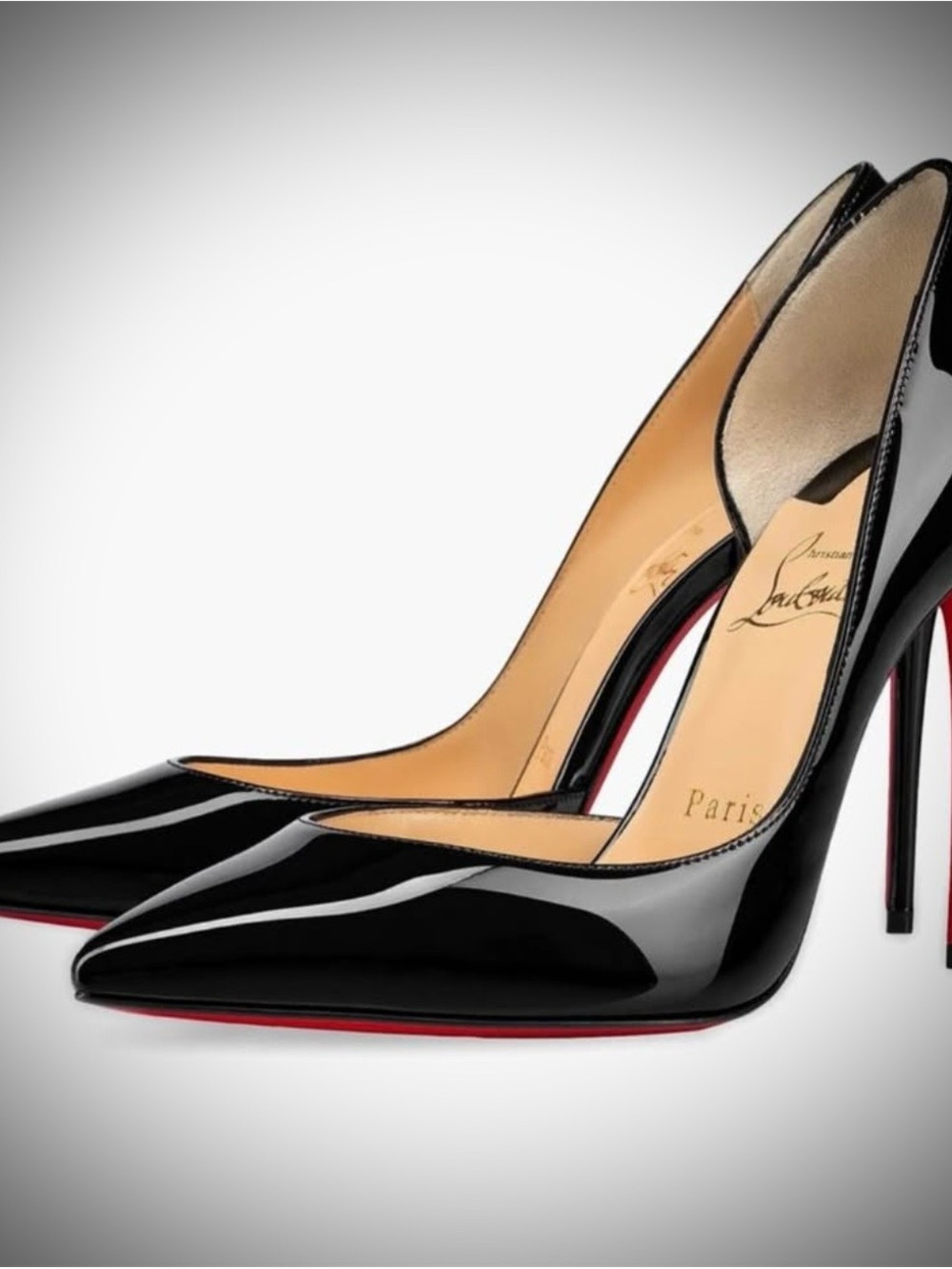 Christian Louboutin Iriza 100 Black Patent Leather D’Orsay Pointed Toe Pumps